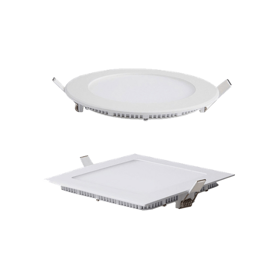 Panneau lumineux LED mince encastré carré rond